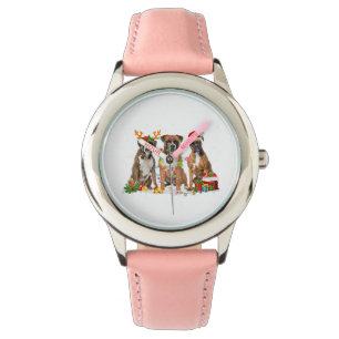 Funny Santa Boxer Dog Reindeer Weihnachten Armbanduhr
