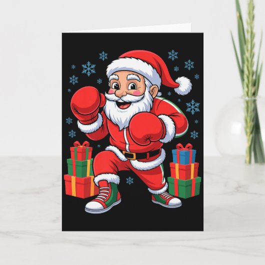 Funny Santa Boxing Lover Boxer Holiday Christmas X Karte (Vorderseite)