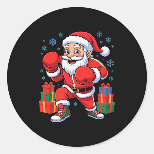 Funny Santa Boxing Lover Boxer Holiday Christmas X Runder Aufkleber (Vorderseite)