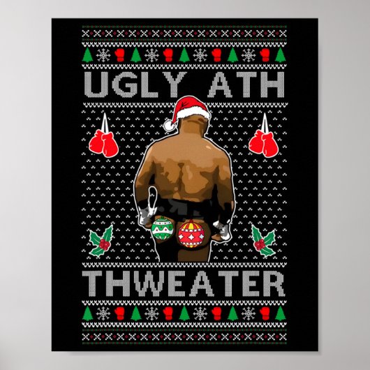 Funny Santa Boxing Ugly Ath Sweater Merry Christma Poster (Vorne)