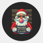 Funny Santa Breaking And Entering Christmas  Runder Aufkleber (Vorderseite)