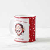 Funny Santa bricht durch Red Name Weihnachten Kaffeetasse (Vorderseite Links)
