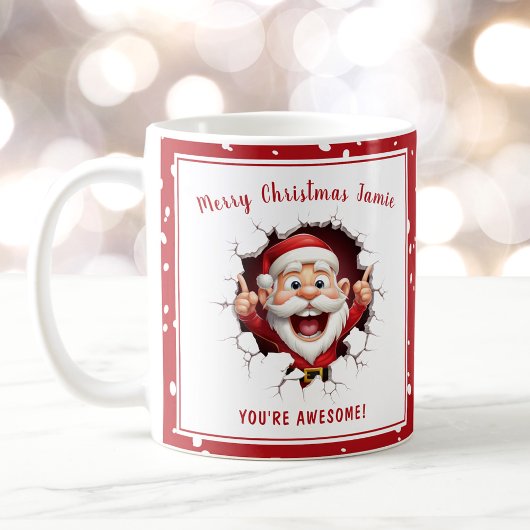 Funny Santa bricht durch Red Name Weihnachten Kaffeetasse