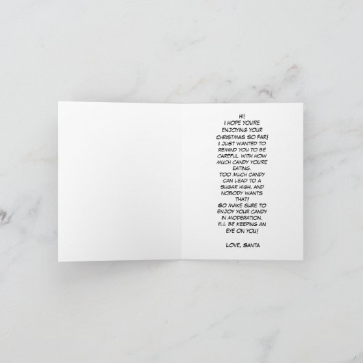 Funny Santa Candy Weihnachtsbotschaft Dankeskarte (Innenseite)