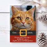 Funny Santa Cat Mehr Purer weniger sein Foto Feiertagskarte<br><div class="desc">Funny Cat themed Ferienkarte mit den Worten "Lieber Weihnachten, wenn mehr Purr & Weniger Hiss = MEHR NIP, ich bin in". Fügen Sie das Foto Ihrer Katze und Ihre Namen zu anpassen. Die Rückseite weist ein paw-Druckmuster auf. Perfekt für den Katzenliebhaber, Hausmeister, Tierarzt oder jeden, der die Einstellung unterstützt. ....</div>