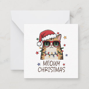 Funny Santa Cat "Meowy Christmas" Note Card Mitteilungskarte