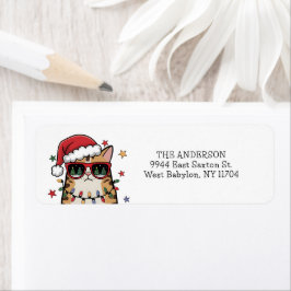 Funny Santa Cat Return Address Label