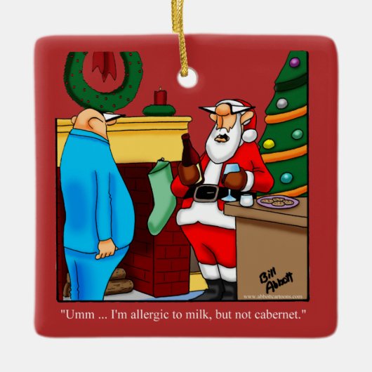 Funny Santa Chardonnay Keramikornament (Vorderseite)