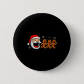 Funny Santa Chasing Gingerbread Christmas Cookie Button (Vorderseite)