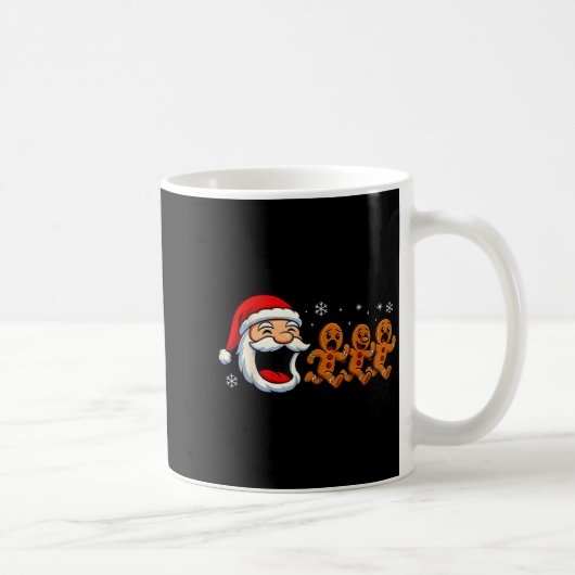 Funny Santa Chasing Gingerbread Christmas Cookie  Kaffeetasse (Rechts)