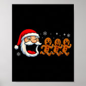 Funny Santa Chasing Gingerbread Christmas Cookie  Poster (Vorne)