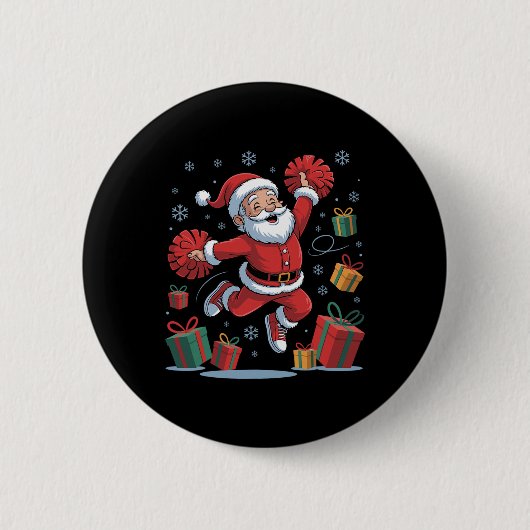Funny Santa Cheering Cheerleading Christmas Xmas P Button (Vorderseite)