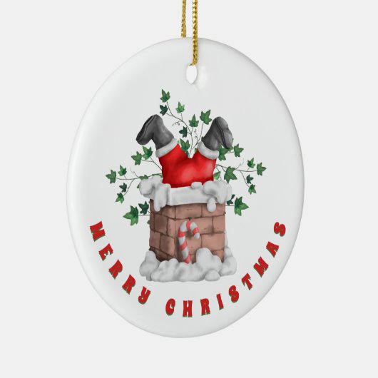 Funny Santa Chimney Frohe Weihnachten Keramik Ornament (Rechts)