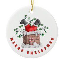 Funny Santa Chimney Frohe Weihnachten