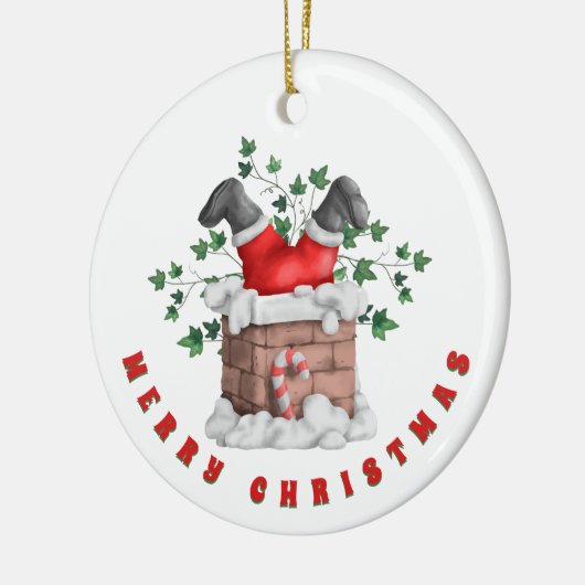 Funny Santa Chimney Frohe Weihnachten Keramik Ornament (Links)