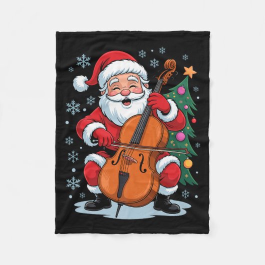 Funny Santa Christmas Design Cello Holiday Xmas Pa Fleecedecke (Vorderseite)