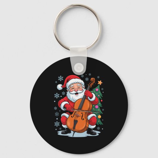 Funny Santa Christmas Design Cello Holiday Xmas Pa Schlüsselanhänger (Vorderseite)