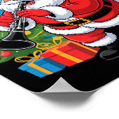 Funny Santa Christmas Design Clarinet Holiday Xmas Poster (Ecke)