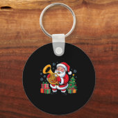 Funny Santa Christmas Design French Horn Holiday X Schlüsselanhänger (Vorderseite)