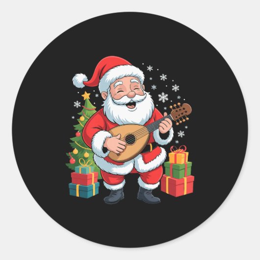 Funny Santa Christmas Design Lute Holiday Xmas Paj Runder Aufkleber (Vorderseite)