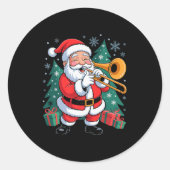 Funny Santa Christmas Design Trombone Holiday Xmas Runder Aufkleber (Vorderseite)