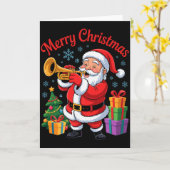 Funny Santa Christmas Design Trumpet Holiday Xmas Karte (Gelbe Blume)