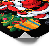 Funny Santa Christmas Design Trumpet Holiday Xmas Poster (Ecke)