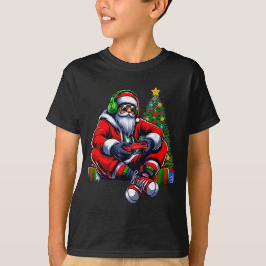 Funny Santa Christmas Gamer Controller Xmas Gaming T-Shirt (Vorderseite)
