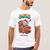 Funny Santa Christmas T-Shirt – Custom Name (Vorderseite)