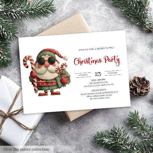 Funny Santa Classic Printable Red Green Party  Einladung