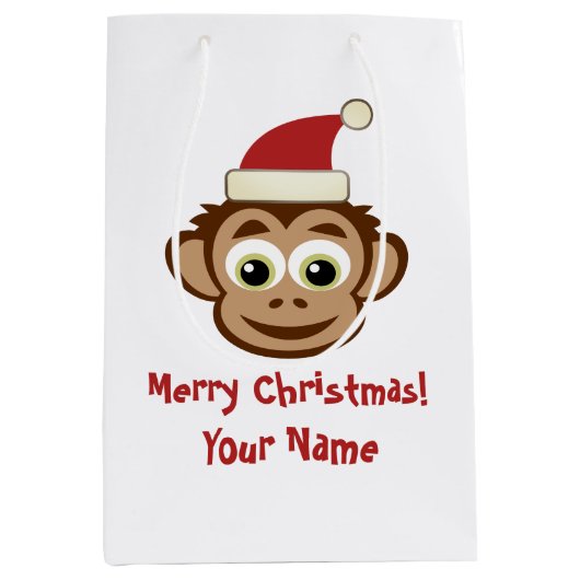 Funny Santa Claus Affe Weihnachtsgeschenke Mittlere Geschenktüte (Vorderseite)