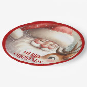 Funny Santa Claus and Rudolph Holiday Party Plates Pappteller (Schrägansicht)