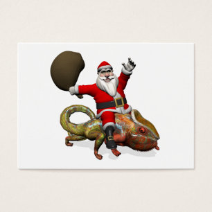 Funny Santa Claus auf dem riesigen Panther Chamele
