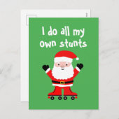 Funny Santa Claus auf Roller Skate Weihnachten (Vorne/Hinten)