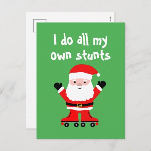 Funny Santa Claus auf Roller Skate Weihnachten (Vorne/Hinten)
