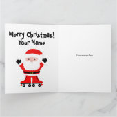 Funny Santa Claus auf Roller Skate Weihnachten Karte (Innenseite)