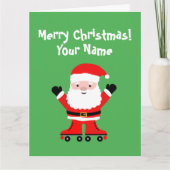 Funny Santa Claus auf Roller Skate Weihnachten Karte (Vorderseite)
