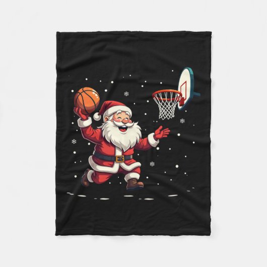 Funny Santa Claus Basketball Merry Christm spielen Fleecedecke (Vorderseite)