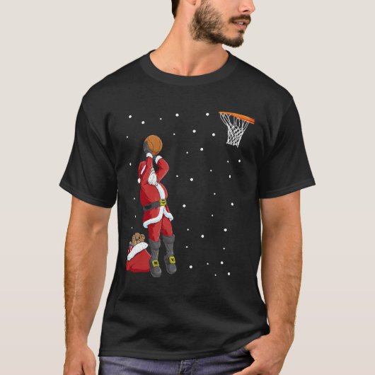 Funny Santa Claus Basketball Weihnachtsjumper Gesc T-Shirt (Vorderseite)
