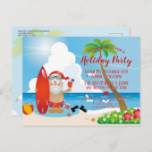 Funny Santa Claus Beach Feier Einladung Postkarte (Vorne/Hinten)