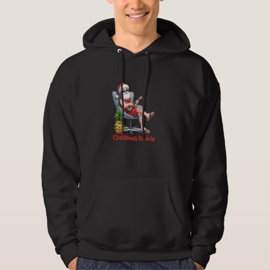 Funny Santa Claus Beach Weihnachtsbeleuchtung Hoodie (Vorderseite)