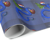 Funny Santa Claus Blue Dragon Geschenkpapier (Rolleneckpunkt)