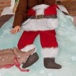 Funny Santa Claus body cute deer illustration Fleecedecke<br><div class="desc">Funny winter Christmas Santa Claus body cute deer illustration with the red suit of Santa,  his beard and a cute little baby reindeer wearing a scarf on a blue ice snowy and stars background.</div>