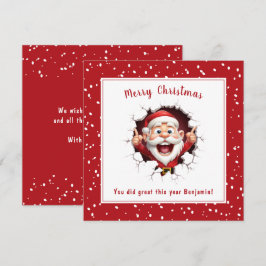 Funny Santa Claus bricht durch Red Christmas Karte
