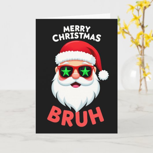 Funny Santa Claus Bruh Christmas Card Meme Karte (Gelbe Blume)