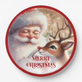Funny Santa Claus Cartoon Holiday Party Paper Pappteller (Vorderseite)
