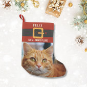 Funny Santa Claus Cat Foto und Name Personalisiert Kleiner Weihnachtsstrumpf