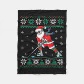 Funny Santa Claus Christmas Ice Hockey Ugly Sweate Fleecedecke (Vorderseite)