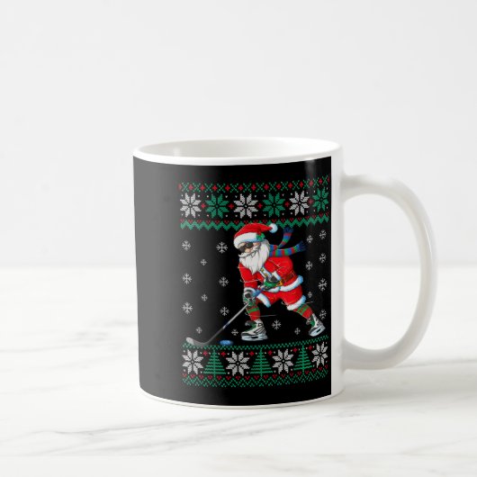 Funny Santa Claus Christmas Ice Hockey Ugly Sweate Kaffeetasse (Rechts)