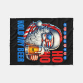 Funny Santa Claus Christmas July 4th Patriotic Hol Fleecedecke (Vorderseite (Horizontal))